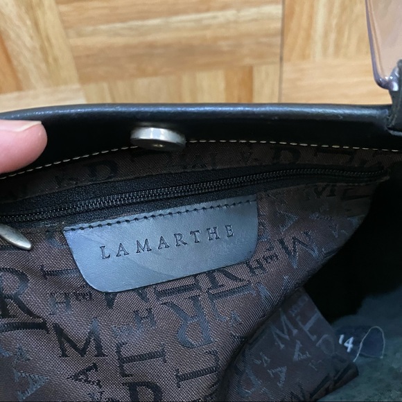 LAMARTHE Black Leather Clear Acrylic Handle HandBag Shoulder Bag - Picture 7 of 14